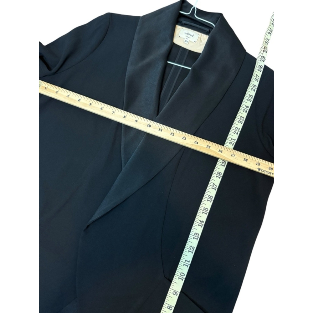 Aritzia Wilfred Chevalier Blazer Black Satin Collar Size 4 Open Front Crepe - Picture 6 of 11